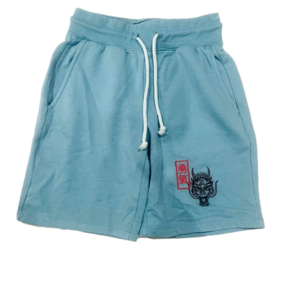 Blind Rooster Men’s Blue Dragon Embroidered Casual Sweat Shorts Size S New